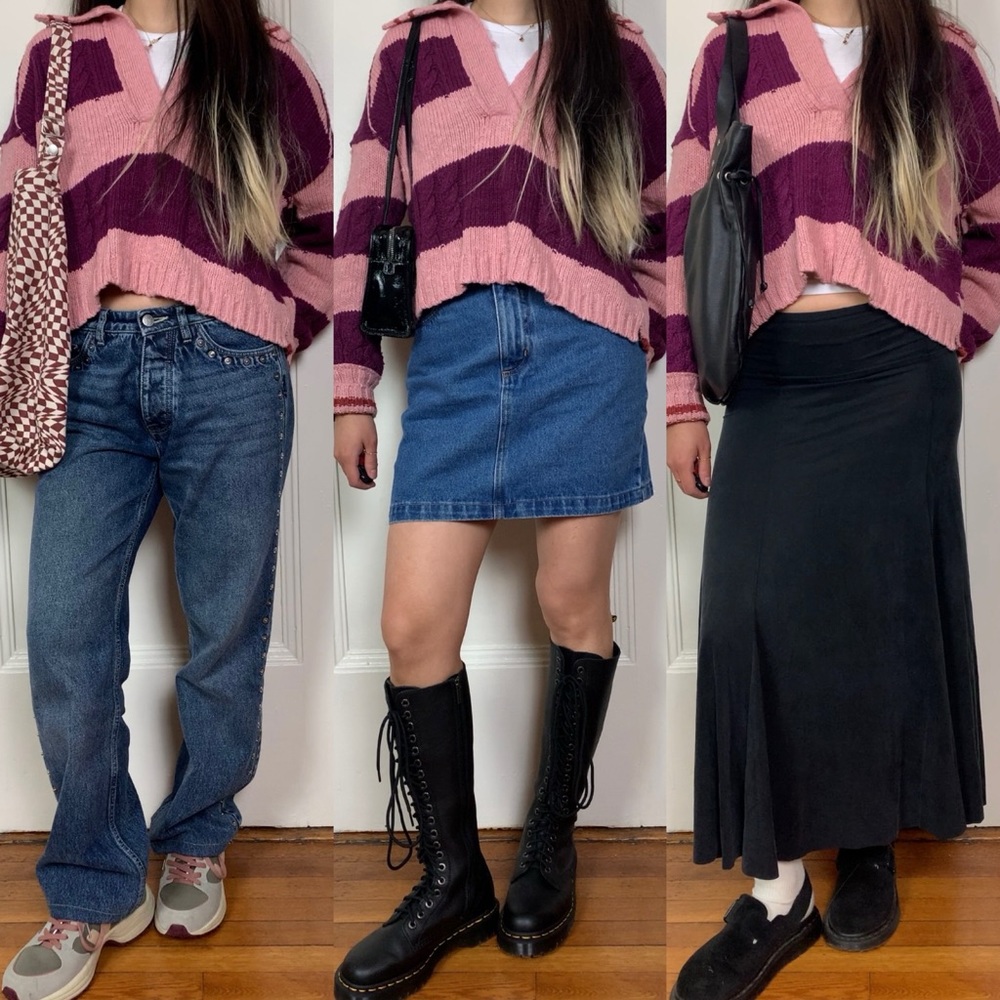 Free people striped rugby polo sweater